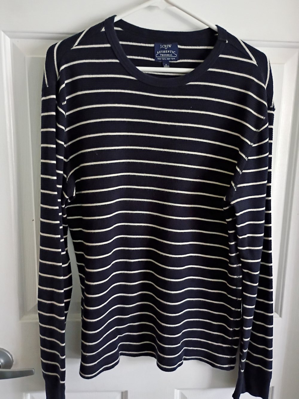 J.Crew Navy & White Thermal Striped Long-Sleeve Shirt